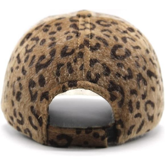 Faux Fur Baseball Cap, Warm Leopard Fleece Baseball Hats, Plush Winter Hip-Hop main image 4